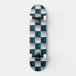 Geometric Pattern Blue Silver Skateboard スケートボード