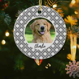 Geometric Pattern Christmas Pet Photo Ornament  セラミックオーナメント