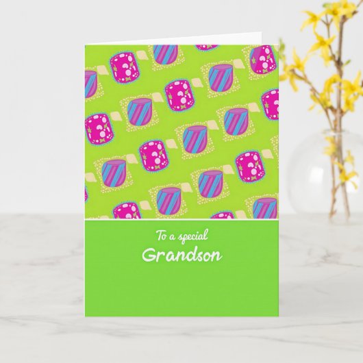 Geometric Pattern Grandson Card カード (黄色い花)