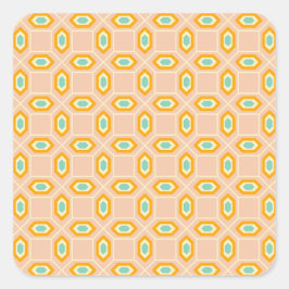 Geometric pattern in blue and orange diamond shape スクエアシール