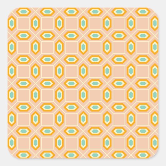 Geometric pattern in blue and orange diamond shape スクエアシール (正面)