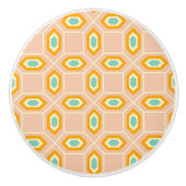 Geometric pattern in blue and orange diamond shape セラミックノブ (正面)