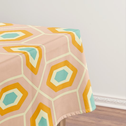 Geometric pattern in blue and orange diamond shape テーブルクロス (インサイチュ)
