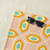 Geometric pattern in blue and orange diamond shape ビーチタオル (インサイチュ)