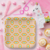 Geometric pattern in blue and orange diamond shape ペーパープレート (パーティー)