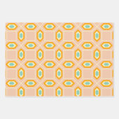 Geometric pattern in blue and orange diamond shape ラッピングペーパーシート (正面3)