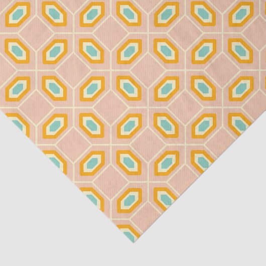 Geometric pattern in blue and orange diamond shape 薄葉紙 (詳細)