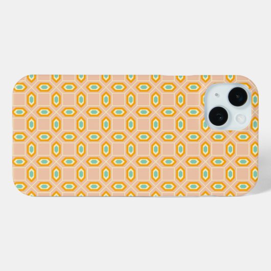 Geometric pattern in blue and orange diamond shape Case-Mate iPhoneケース (裏面 (横))