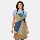 Geometric Pattern in Blues, Tans, and Rust エプロン (着用した状態)