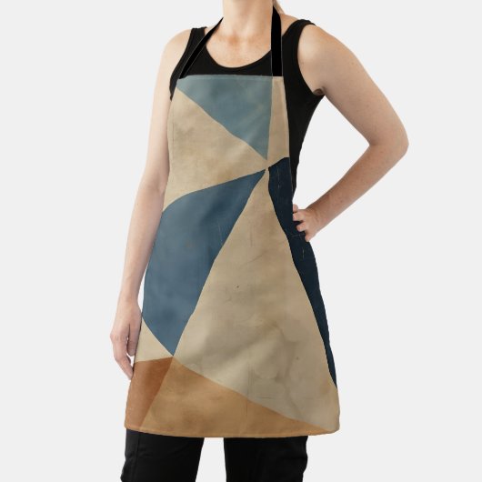 Geometric Pattern in Blues, Tans, and Rust エプロン (インサイチュ)
