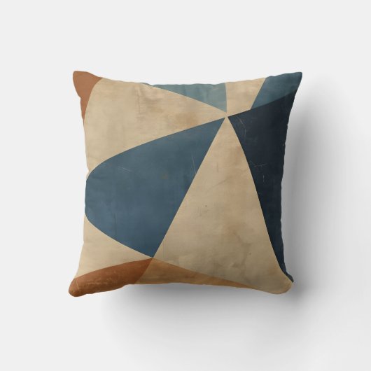 Geometric Pattern in Blues, Tans, and Rust クッション (裏面)