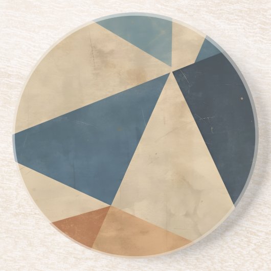 Geometric Pattern in Blues, Tans, and Rust コースター (正面)