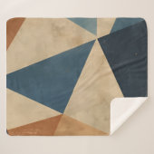 Geometric Pattern in Blues, Tans, and Rust シェルパブランケット (正面(横))