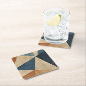 Geometric Pattern in Blues, Tans, and Rust スクエアペーパーコースター (インサイチュ)