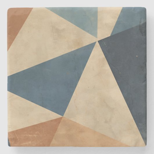 Geometric Pattern in Blues, Tans, and Rust ストーンコースター (正面)