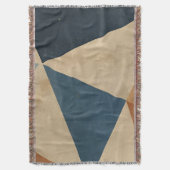 Geometric Pattern in Blues, Tans, and Rust スローブランケット (正面縦)