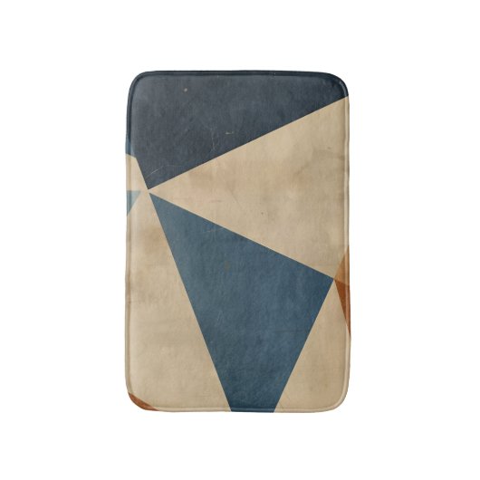 Geometric Pattern in Blues, Tans, and Rust バスマット (正面縦)