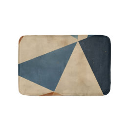 Geometric Pattern in Blues, Tans, and Rust バスマット
