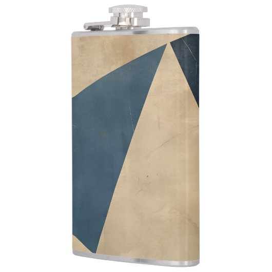 Geometric Pattern in Blues, Tans, and Rust フラスク (左)