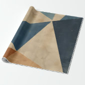 Geometric Pattern in Blues, Tans, and Rust ラッピングペーパー (アンロールド)