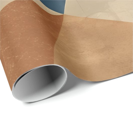 Geometric Pattern in Blues, Tans, and Rust ラッピングペーパー (ロールコーナー)