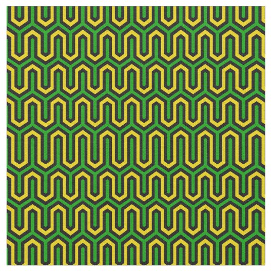 Geometric Pattern in Jamaican Flag Colours ファブリック (クローズアップ)