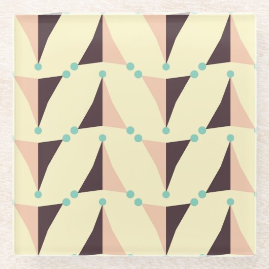 Geometric pattern in retro vibe ガラスコースター (正面)