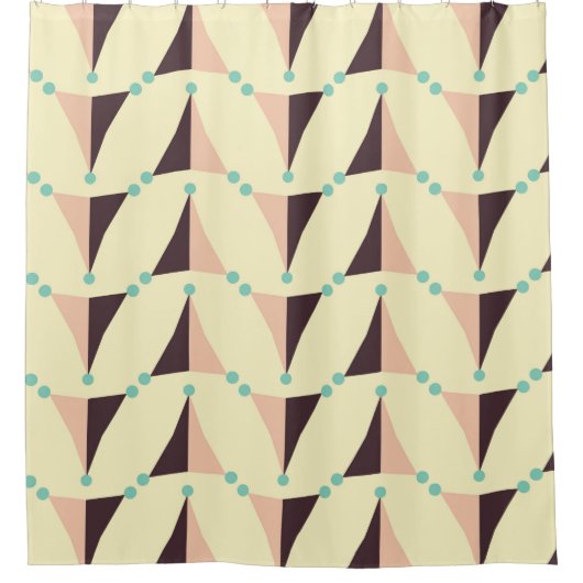 Geometric pattern in retro vibe シャワーカーテン (正面)
