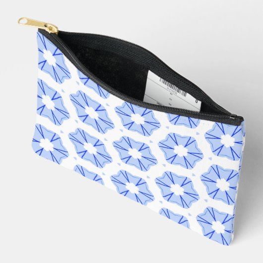 Geometric Pattern Modern Blue Accessory Pouch アクセサリーポーチ (見開き)