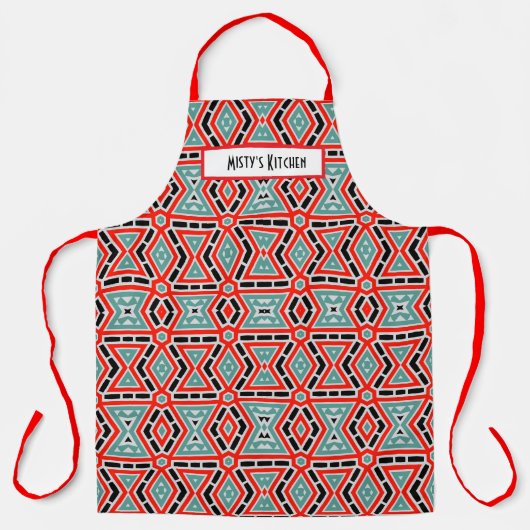 Geometric Pattern Name Personalized Aprons エプロン (正面)