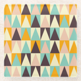 Geometric pattern of multi-colored triangles  ガラスコースター