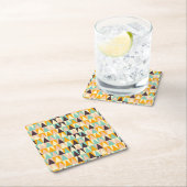 Geometric pattern of multi-colored triangles  スクエアペーパーコースター (インサイチュ)