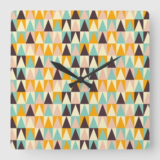 Geometric pattern of multi-colored triangles  スクエア壁時計 (正面)