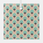 Geometric pattern of teal, beige, and black shapes ガラスオーナメント (正面)