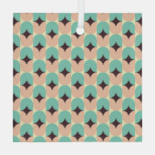 Geometric pattern of teal, beige, and black shapes ガラスオーナメント (裏面)