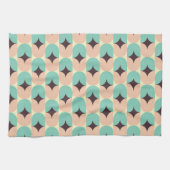 Geometric pattern of teal, beige, and black shapes キッチンタオル (横)