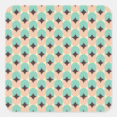 Geometric pattern of teal, beige, and black shapes スクエアシール (正面)