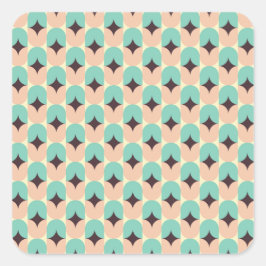 Geometric pattern of teal, beige, and black shapes スクエアシール