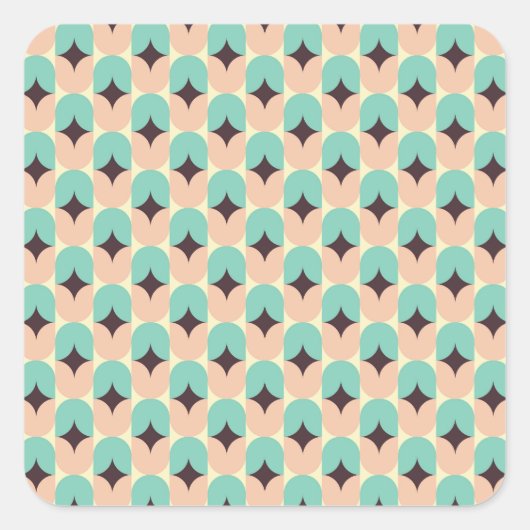 Geometric pattern of teal, beige, and black shapes スクエアシール (正面)