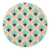 Geometric pattern of teal, beige, and black shapes セラミックノブ (正面)