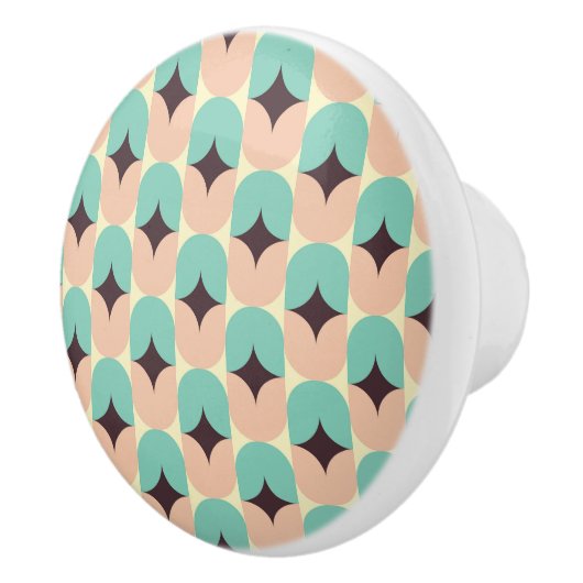 Geometric pattern of teal, beige, and black shapes セラミックノブ (右)