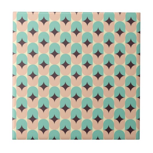 Geometric pattern of teal, beige, and black shapes タイル (正面)