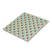 Geometric pattern of teal, beige, and black shapes タイル (側面)