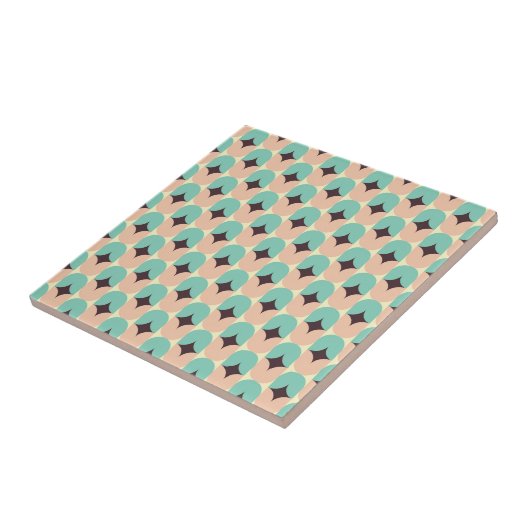 Geometric pattern of teal, beige, and black shapes タイル (側面)