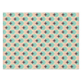 Geometric pattern of teal, beige, and black shapes テーブルクロス (正面(横))