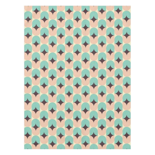 Geometric pattern of teal, beige, and black shapes テーブルクロス (正面)