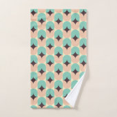 Geometric pattern of teal, beige, and black shapes バスタオルセット (ハンドタオル)