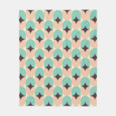 Geometric pattern of teal, beige, and black shapes フリースブランケット (正面)