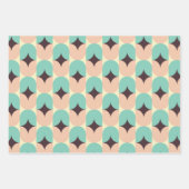 Geometric pattern of teal, beige, and black shapes ラッピングペーパーシート (正面)