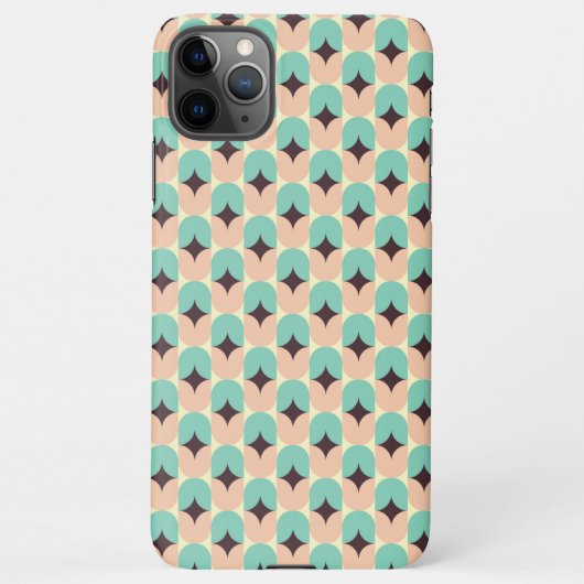 Geometric pattern of teal, beige, and black shapes iPhoneケース (裏面)